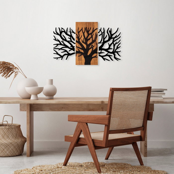 Wallity Horn Tree - 381 Escultura de Pared de Madera y Metal en Nogal y Negro Wallity Horn Tree - 381 Escultura de Pared de Madera y Metal en Nogal y Negro